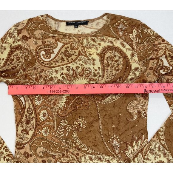 Womens Size Medium Olivier Goureau Cashmere and Silk Blend Paisley Print Sweater - Picture 4 of 9